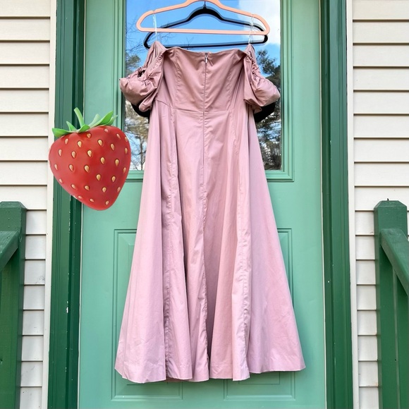 House of CB Tallulah Blush Pink Puff Sleeve Midi Dress Milkmaid Off Shoulder - Picture 7 of 13